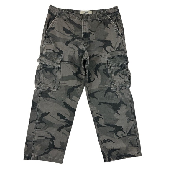 Wrangler Jeans Co. Men Gray Straight Leg Camouflage‎ Pants Sz 35 - Picture 1 of 5